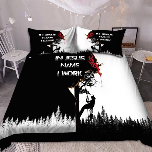 Awesome Arborist In Jesus Name I Work Bedding Set MEI