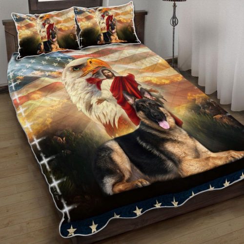 German Shepherd Dog Jesus Eagle Quilt Bedding Set Bedroom 3D,Bedding Christmas Gift,Bedding Set Christmas