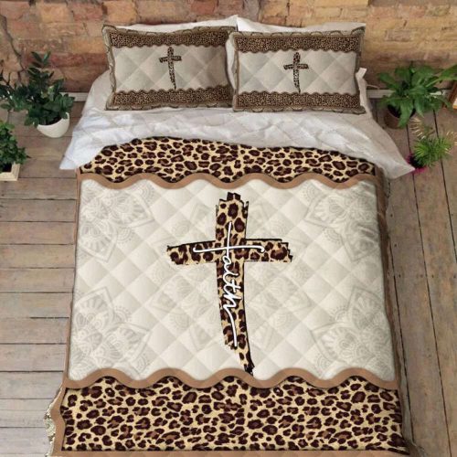 Jesus Bed Set Faith Jesus Leopard Quilt Bedding Set