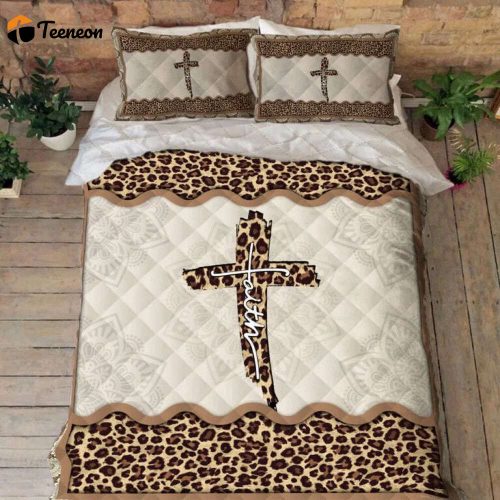 Jesus Bed Set Faith Jesus Leopard Quilt Bedding Set