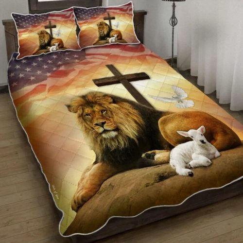 Jesus – Lion And Lamb Holy Spirit Quilt Bedding Set Gift