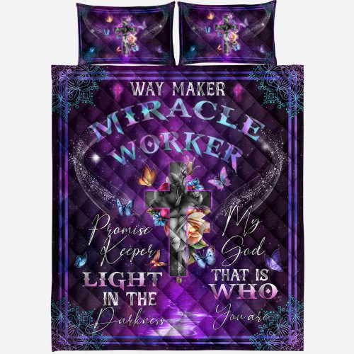 Jesus – Way Maker Miracle Worker Promise Keeper Quilt Bedding Set Gift