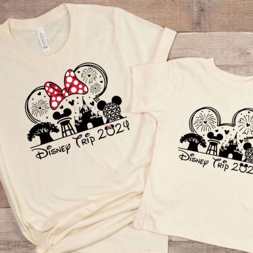 2024 Disney Trip Shirts: Adults & Kids Tees Minnie & Mickey Matching Family Disney World & Parks