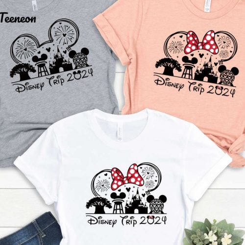 2024 Disney Trip Shirts: Adults & Kids Tees Minnie & Mickey Matching Family Disney World & Parks