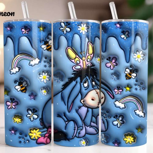 3D Eeyore 20 oz Tumbler, Tumbler For Cold Drink