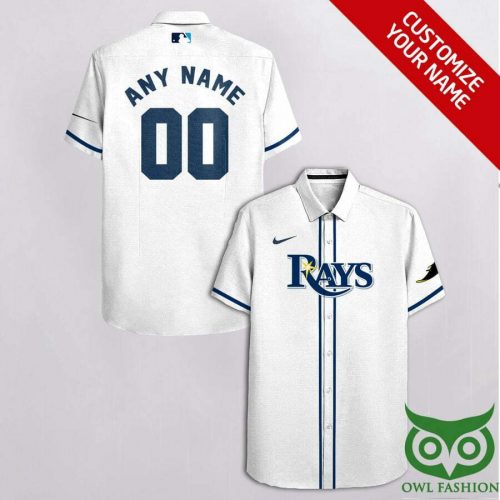 Customized Tampa Bay Rays White With Team On Sleeves Hawaiian Shirt