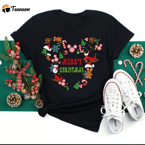 Disney Christmas Party Shirt With Mickey Head And Fun Merry Snowman Gingerbread Snowflake, Disneyland Family Matching T-Shirts