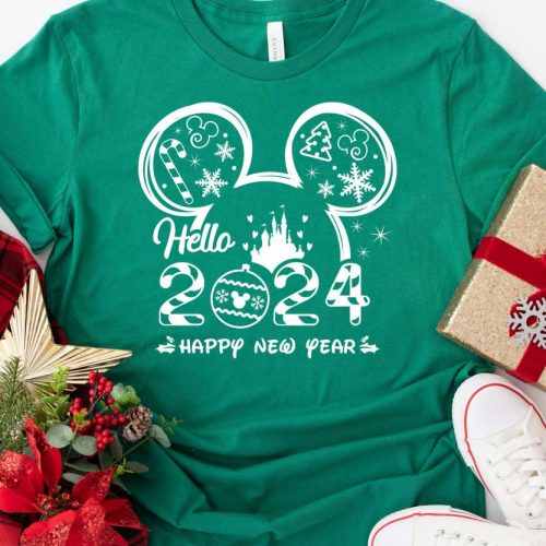 Hello 2024 Mickey TShirt – Matching Family Disney Trip Shirts & New Year Gift