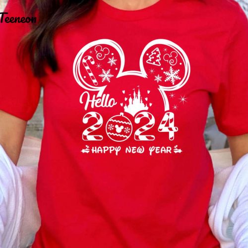 Hello 2024 Mickey TShirt – Matching Family Disney Trip Shirts & New Year Gift