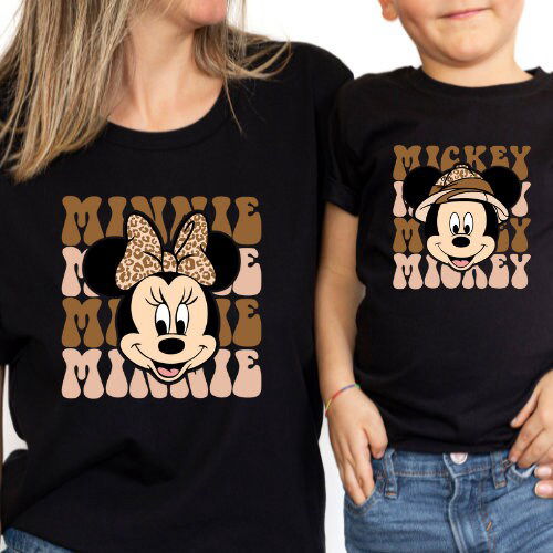 Minnie and Mickey Disney Shirt: Animal Print with Minnie Ears – Perfect for Disneyworld