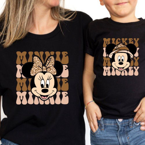 Minnie and Mickey Disneyworld Animal Shirt with Leopard Cheetah Print Ears