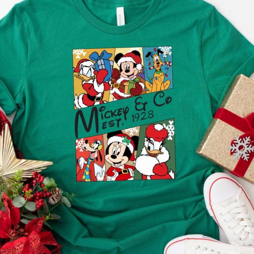 Retro Mickey & Friends Christmas TShirt – Perfect Disney Gift for Family Trips to Disney World or Disneyland