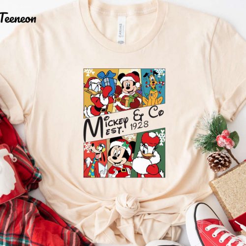 Retro Mickey & Friends Christmas TShirt – Perfect Disney Gift for Family Trips to Disney World or Disneyland