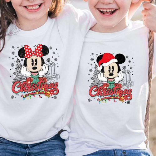 Retro Mickey & Minnie Matching Christmas TShirts: Perfect Disney Family Trip Gift – Disney World & Disneyland Tees