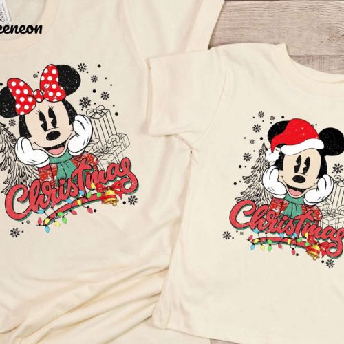 Retro Mickey & Minnie Matching Christmas TShirts – Perfect Disney Family Trip Shirts Christmas Gift