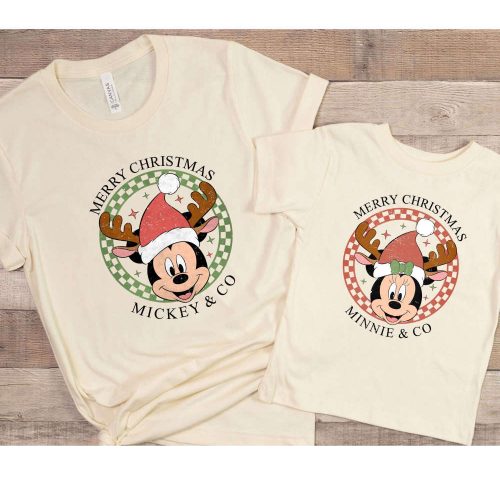 Retro Mickey & Minnie Matching Christmas TShirts – Perfect Disney Trip Shirts & Couple s Gift