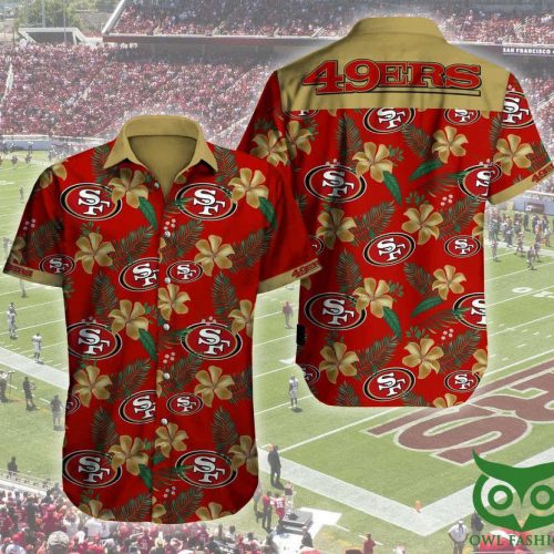 San Francisco 49ers Floral Red And Brown Yellow Hawaiian Shirt