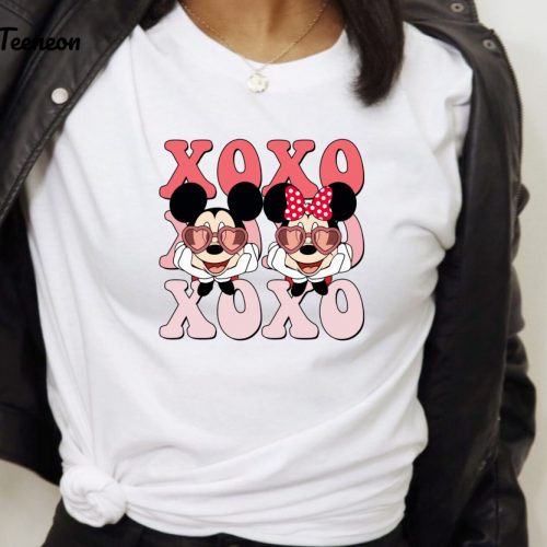 XOXO Disney Valentine s Day Tshirt: Minnie & Mickey Tee Perfect Valentines Gift for Her