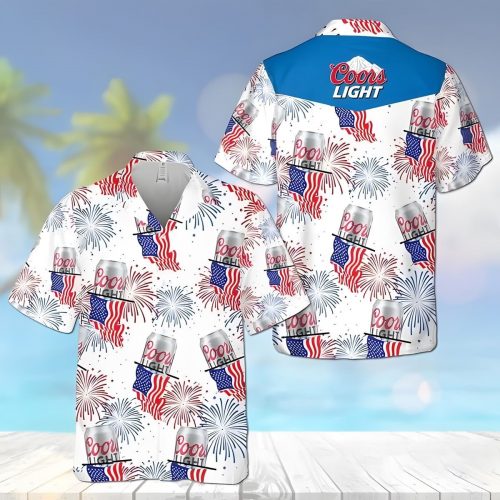 Coo Light Beer American Flag Fireworks Inpennce Day Hawaiian Shirt Gift For Men And Women