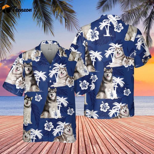 Alaskan Malamute Hawaiian Shirt, Alaskan Malamute Shirt , Custom Photo Shirt, Tropical Pattern Shirt, Hawaii Travel Shirt, Honeymoon Shirts