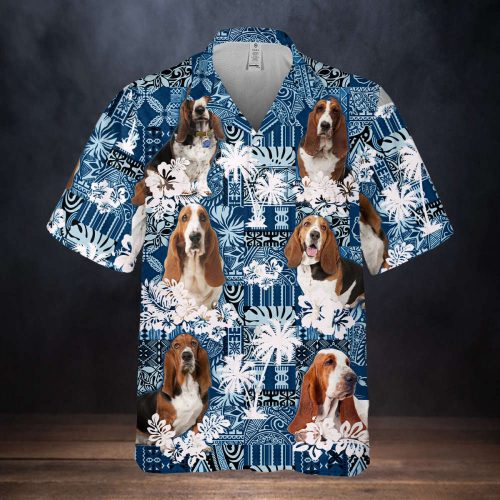 Basset Hound Hawaiian Shirts, Summer Dog Custom Hawaiian Shirt, Hawaiian Shirts for Men/ Women, Aloha Hawaiian Shirt, Basset Hawaiian Tee