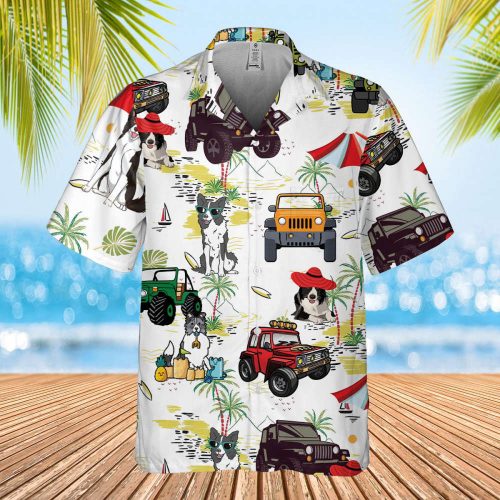 Border Collie Hawaiian Shirt, Couple Hawaiian Shirt, Car Hawaiian, Tropical Pattern Shirt, Hawaii Travel Shirt, Honeymoon Shirts