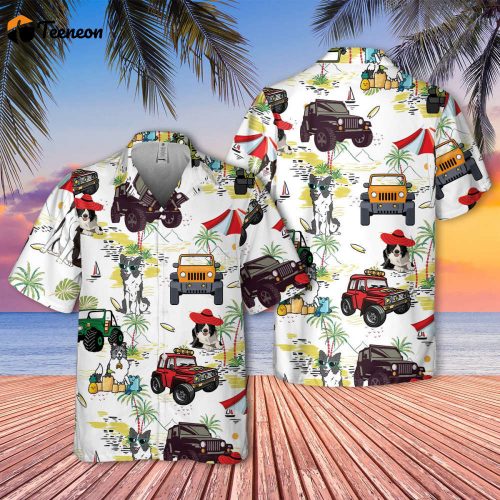 Border Collie Hawaiian Shirt, Couple Hawaiian Shirt, Car Hawaiian, Tropical Pattern Shirt, Hawaii Travel Shirt, Honeymoon Shirts