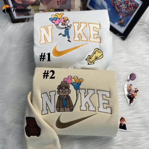 Carl And Ellie Up Disney Nike Embroidered Sweatshirts