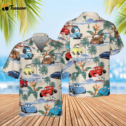 Cars Hawaiian Shirt, Lightning McQueen Doc Hudson Summer Hawaiian, Car Aloha Shirt, Car Pixar Hawaiian Button Downs Shirt, Halloween Summer