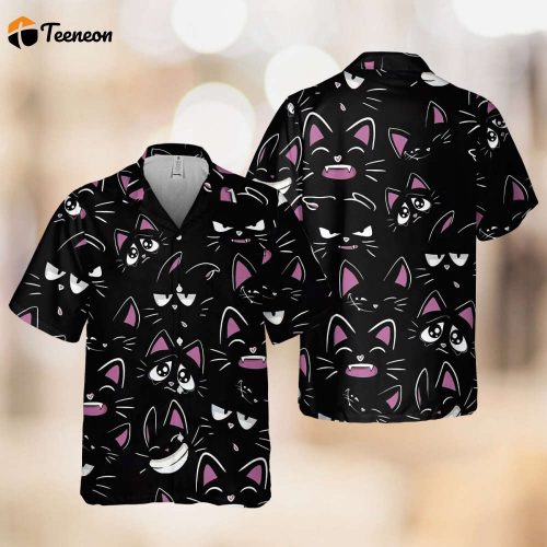 Cat Lovers Hawaiian Shirt, Black Cat Hawaiian Shirt, Cat Hawaiian Shirt, Hawaiian Beach Tee, Summer Aloha 2023, Gifts For Cat Owner