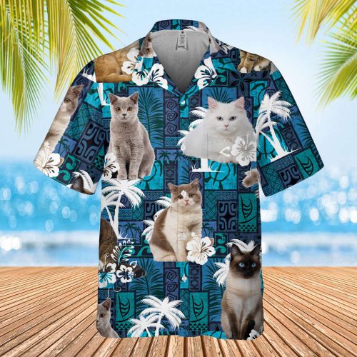 Cat Personalized Hawaii Shirt, Personalized Cat Hawaiian Shirt, Tropical Cat Hawaii Shirt, Custom Your Own Cat, Gift For Cat Lover Summer