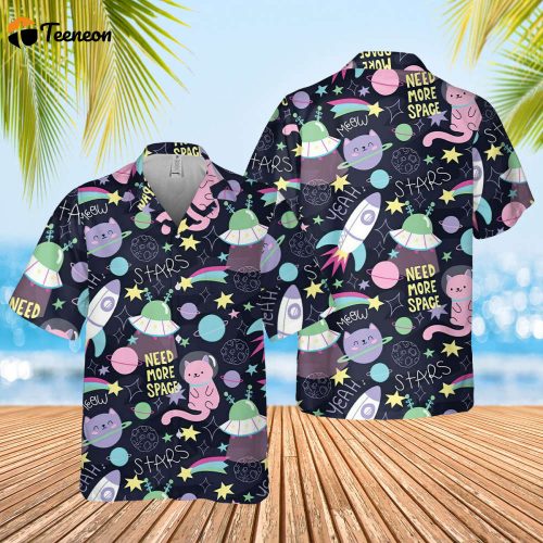 Cat Star Lovers Hawaiian Shirt, Cat Meow Hawaiian Shirt, Cat Hawaiian Shirt, Hawaiian Beach Tee, , Gifts For Cat Owner, Summer Aloha 2023