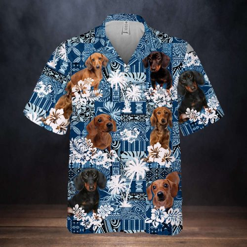 Dachshund Hawaiian Shirts, Summer Dog Custom Hawaiian Shirt, Hawaiian Shirts for Men/ Women, Aloha Hawaiian Shirt, Dachshund Hawaiian Tee