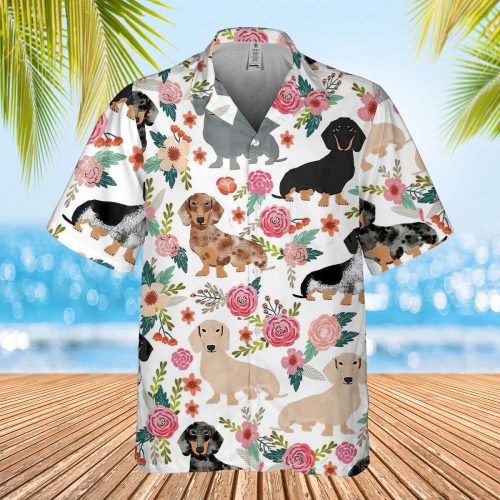 Dachshunds Dog Hawaiian Floral Shirt, Summer Dog Hawaiian Shirt, Dachshund Hawaiian Shirts for Family, Aloha Hawaiian, Dachshund Hawaiian