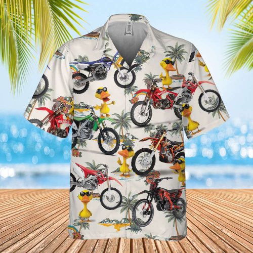 Dirt bike Hawaiian Shirt, Motocross Hawaiian Shirt, Duck Hawaii Beach Retro, Family Hawaiian Aloha Shirt, Hawaii Shirt for Men and Women