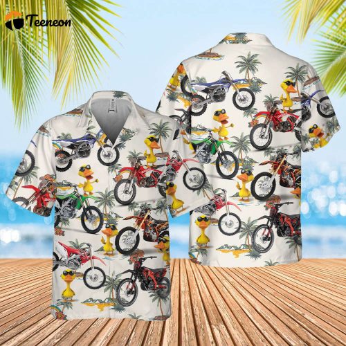 Dirt bike Hawaiian Shirt, Motocross Hawaiian Shirt, Duck Hawaii Beach Retro, Family Hawaiian Aloha Shirt, Hawaii Shirt for Men and Women