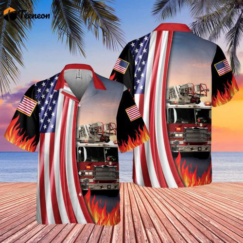 Firefighter Aloha Shirt Summer Casual Button-Down Shirts, Firefighter Hawaiian Shirt for Men, Firefighter Hawaii Beach Shirt