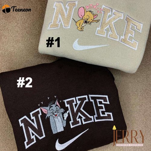 Funny Tom And Jerry Nike Embroidered Sweatshirt