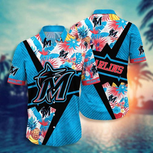 MLB Miami Marlins Hawaiian Shirt Flower Swing Into Sunset For Fans