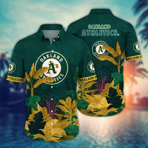 MLB Oakland Athletics Hawaiian Shirt Flower Tropical Trees Pattern For Fans