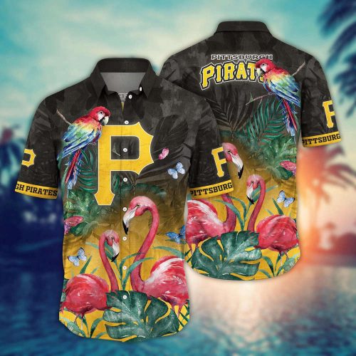 MLB Pittsburgh Pirates Hawaiian Shirt Flower Pink Crane Pattern For Fans