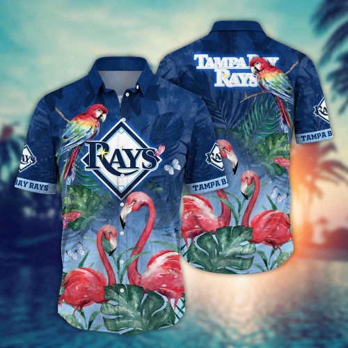 MLB Tampa Bay Rays Hawaiian Shirt Flower Pink Crane Pattern For Fans