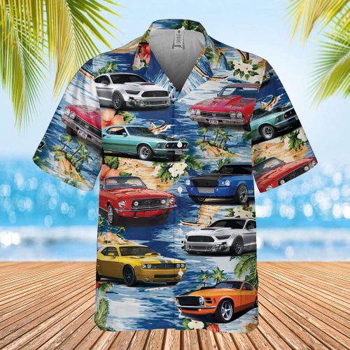 Muscle Car Hawaiian Shirts For Men Women, Summer Beach Aloha Shirt, Hawaii Beach Shirt, Family Gift