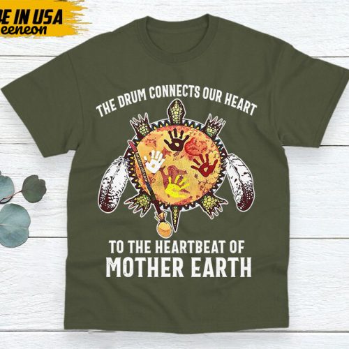 Native American Unisex T-Shirt, Native American Gift, Indigenous Shirt, Indian Shirt, The Drum Connects Our Heart, Christmas Native Tshirt