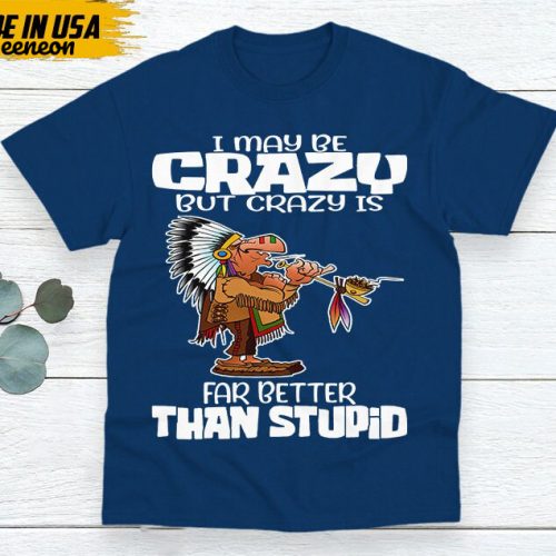 Native American Unisex T-Shirt, Native American Gift, Native American Shirt, I May Be Crazy But Crazy Is Far Better Than Stupid