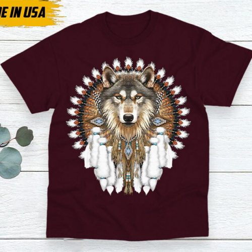 Native American Unisex T-Shirt, Native American Gift, Native American Shirt, Wolf Native American Shirt