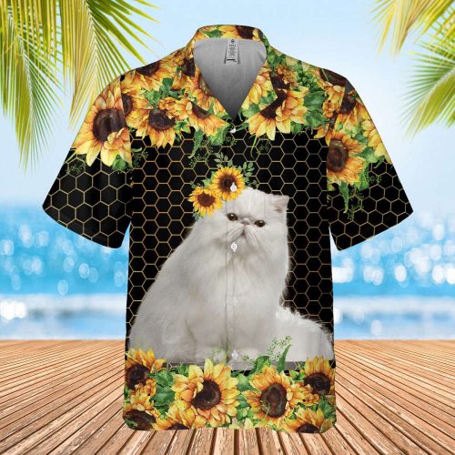 Personalized Photo Cat Hawaiian Shirt, Cat Hawaiian Shirt, Tropical Cat Hawaii Shirt, Sunflower Hawaiian Shirt, Own Cat, Gift For Cat Lover