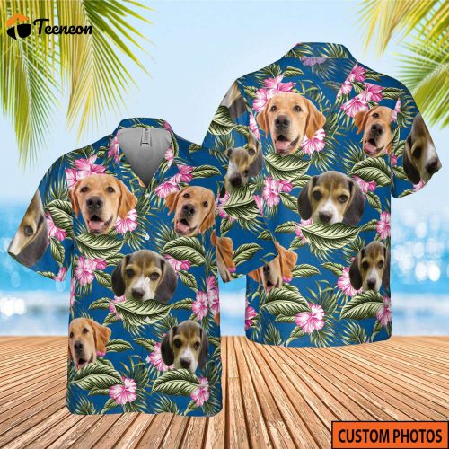 Personalized Photo Dog Lover Shirt, Couple Hawaiian Shirt, Custom Photo Shirt, Tropical Pattern Shirt, Hawaii Travel Shirt, Animal Hawaiian