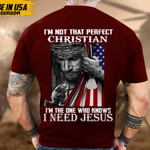 Proudly Served Veteran Tshirt, I’m The One Who Knows I Need Jesus, American Flag Sleeve Tee, Patriotic Fathers Day Gift