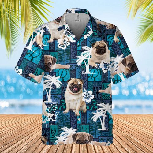 Pug Dog Hawaiian Shirt, Custom Photo Dog Shirt, Aloha Hawaiian Shirt, Hawaiian Shirts for Men/ Women, Tropical Hawaiian Shirt, Gift Family